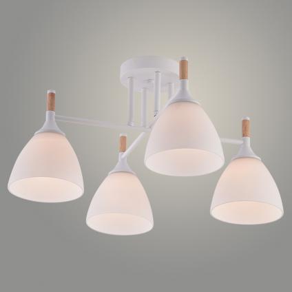Люстра XA1689/4 WH+WOOD белый 4х60W E27 d520 h270, HN25